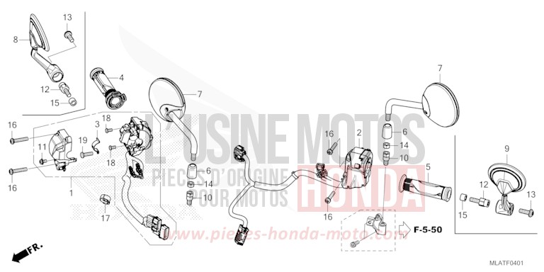 CONTACTEUR DE POIGNEE/MIROIR (CMX1100D/D2/D3) de CMX 1100 "Rebel" IRIDIUM GRAY METALLIC (NHC65) 2026